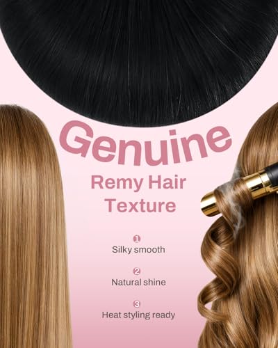 Image of Moresoo Human Hair Clip in Extensions, Seamless Genius Weft, Real Hair | Clip in hair extensions remy hair, jet black, 22inch 130g 7pcs, for weddings, deep black long volume for strong visual impact