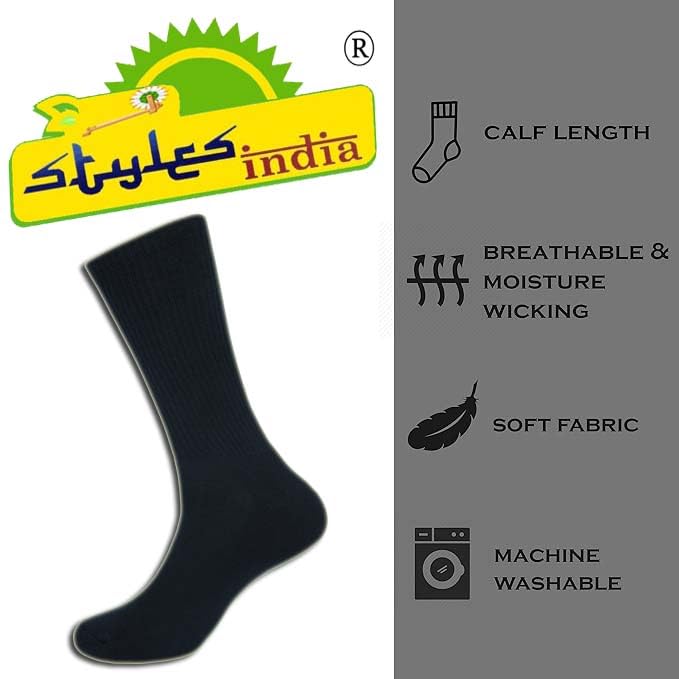 Men's Athletic Performance Crew Socks Cotton Blend|Full Length Lightweight Casual Wear Business Socks|Pack of 34