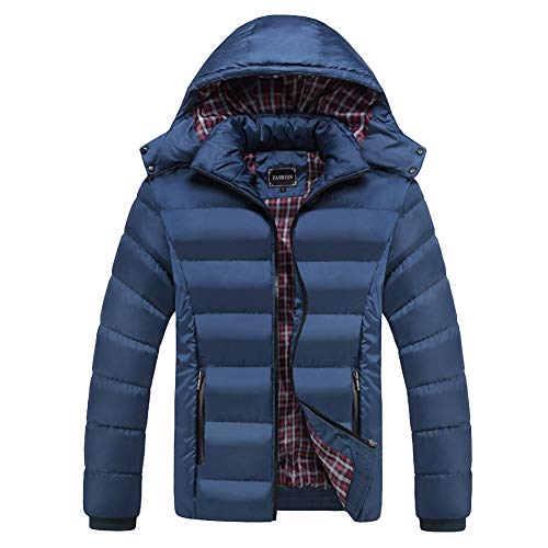 Herren Verdicken Plus Größe Daunenjacke Abnehmbare mit Kapuze Warme Steppjacke Outdoor Mantel Winter Oberbekleidung DaBlau 5XL Cover