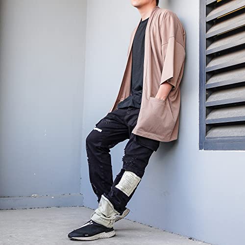 Image of Men's Long Oversized Kimono Cardigan Noragi Japan Jacket Haori Man Yukata Coat