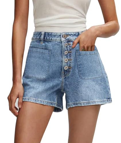 Image of CHICZONE Womens Mid-High Waisted Stretchy Denim Jean Shorts