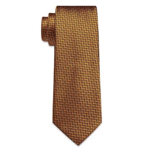 Image of YourTies Gold Ties for Men Striped Tie Woven Silk Golden Necktie Handkerchief Cufflink Formal Business Party Wedding