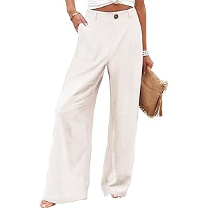 Women’s Wide Leg Casual Long Pants High Elastic Waisted in The Back Business Offices Trousers Straight Pants with Pocket