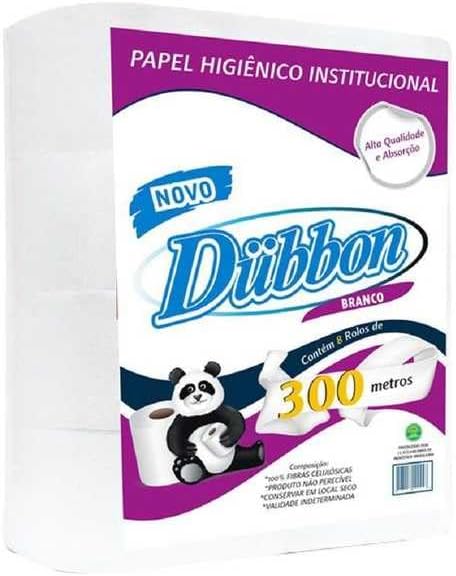 Papel Higiênico Folha Simples Rolão 300m Branco II PT 8 RL Dubbon