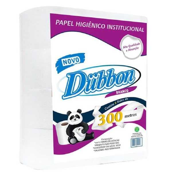 Papel Higiênico Folha Simples Rolão 300m Branco II PT 8 RL Dubbon