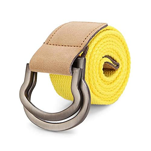 KQP Ceinture Homme 115CM Hommes Double Anneau Boucle Ceinture En Toile Alliage Cuir Boucle Pantalon Bande Casual Sauvage Avec Boucle Ardillon Cover
