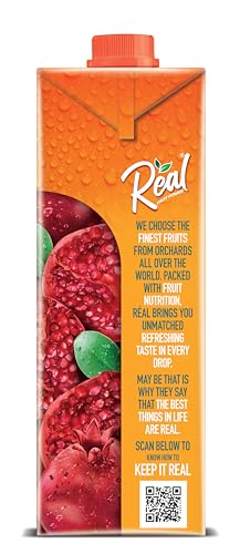 Image of DABUR Real Pomegranate Fruit Juice -1L (Pack Of 2) | Rich In Vitamin C | No Added Preservatives, No Artificial Colors & Flavours | Goodness Of Best Fruits | Daily Dose Of Fruit Nutrition