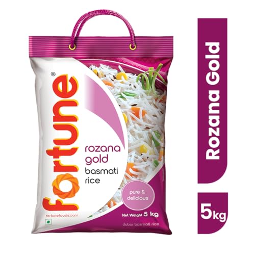 Image of Fortune Rozana Gold Basmati Rice 5Kg | Cooked grain upto 15 mm | Fluffy, Non-Sticky Rice | Everyday Basmati Rice