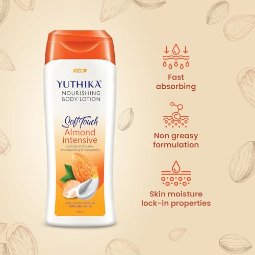 Image of Yuthika Almond Body Lotion 300ml with Sunscreen Lotion 100ml, Sunscreen SPF 30 PA+++ with UVA & UVB Protection, Nourishing Body Lotion for Women & Men