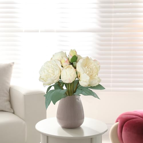 TOCHGREEN Artificial Peonies Silk Flowers 2 Bouquets Vintage Fake Peonies 14pcs Heads Faux Peony Flowers with Stems for Home Wedding Table Decoration Bridal Bouquet Crafts Floral A image 8