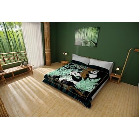 FOHOG COLLECTION King Blanket Lightweight Panda Green Plush Throw Korean Mink Faux Fur by 4estaciones Cover