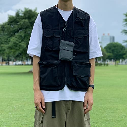 XXZY Gilet sans Manches Gilet de pêche for Hommes Utilitaire Automne sans Manches décontractées Travail en Plein air Multi-Fonctions Vest de Voyage avec Poches Voyage en Plein air, Course à Pied – vue 5