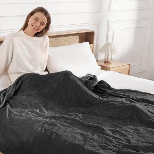 Electric Blanket King 100x90 Fannel Heated Blanket King Size with 5 Heating Levels & 10 Hour Auto-Off, Dual Controls King Heated Blanket with ETL Certification, Even & Fast Heating(Charcoal Grey)