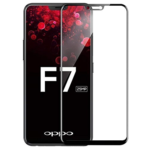 Image of Tempered Glass Screen Protector Compatible For Oppo F7 Full Screen Coverage (Except Edge to Edge) and Free Complete Easy Installation kit.