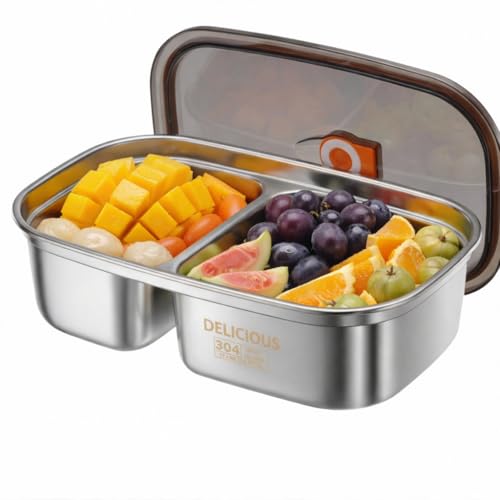 Image of Sinbyuer Stainless Steel Lunch Box with Compartments & Leakproof Lid - 304 Food Grade Bento Box, Portable Tiffin Box for Kids & Adults, BPA-Free, Durable Meal Container