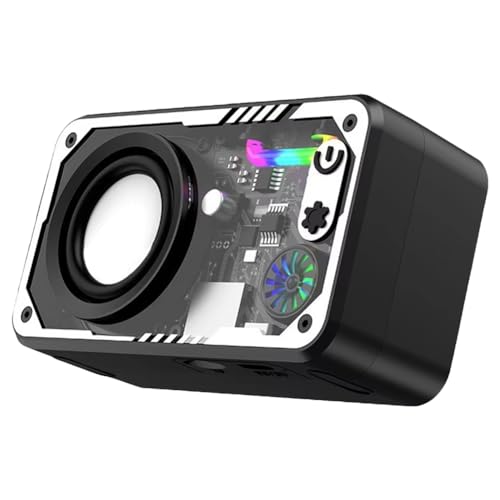 Quystetes Minialtavoz Portátil Inteligente con Bluetooth 5.3, Luz LED de Colores, Transparente, con Carga Tipo C (B)