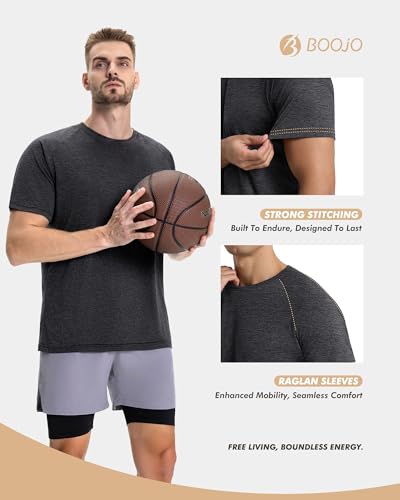 BOOJO 7 Pack Workout Shirts for Men - Quick Dry Moisture Wicking T-Shirts Short Sleeve Tees for Gym Running Athletic Sport - Image 4