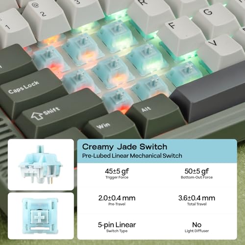 Image of EPOMAKER RT85 Wireless Mechanical Keyboard with Joystick and DIY Display, 8000mAh, BT /USB /2.4Ghz, Gasket, 5-Layer Paddings, Hot-Swap, PBT Keys, 75% Gaming Keyboard (Army Green, Creamy Jade)
