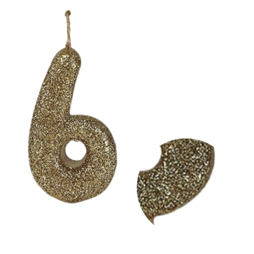 Image of Wanna Party Number 6 Glitter Gold Candle for Birthday Decoration Items /Cake Toppers /Cake Decorations