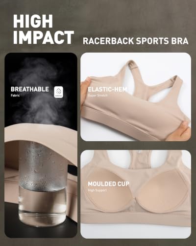 Image of RUNNING GIRL High Impact Sports Bra,Racerback Sports Bras for Women High Support Molded Cup Workout Bra with Sewn in Pads