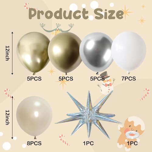 Gold and Silver New Years Balloons, Gold Silver White Metallic Balloons with Explosion Star Nye Helium Mylar Foil Balloon Kit for Christmas 2026 Happy New Year Eve Wedding Birthday Party Decorations - Image 4