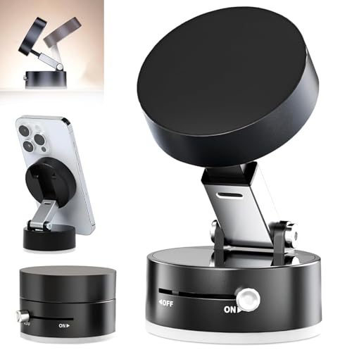 Image of (1 Year Warranty) Advanced 360 Magnetic Suction Phone Stand - Foldable Vacuum Mount for Car Dashboard, Mirror & Smooth Surfaces, Universal Compatibility for All Smartphones