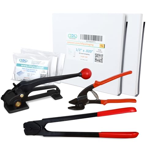Image of IDL Packaging - B.SSK.12.600 1 /2 inch x 600 ft. Steel Strapping Kit, 1100 lbs. Break Strength - Include Consumables for up to 300 Strapping Cycles