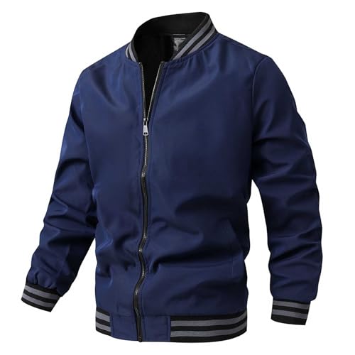 Casacos Para Homem -Chaqueta Bomber Hombre Acolchada Invierno ligera informal cortavientos con cremallera y bolsillo primavera y otoño (Blu XL)