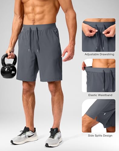 Image of Soothfeel Men's Running Shorts with Zipper Pockets 9 inch / 7 inch / 5 inch Quick Dry Eight Basketball Gym Workout Athletic Shorts