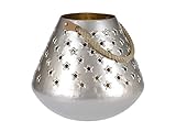 Locker Laterne Windlicht Metall Deko 27cm Silber Gold Sterne Henkel
