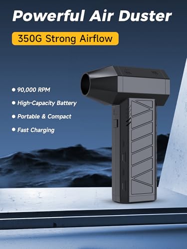 Compressed Air Duster Air Gun - Powerful Cordless Rechargeable 4-Gear Adjustable Air Blower with LED Lighting, for Computer, Keyboard, Car, Outdoor - Image 3
