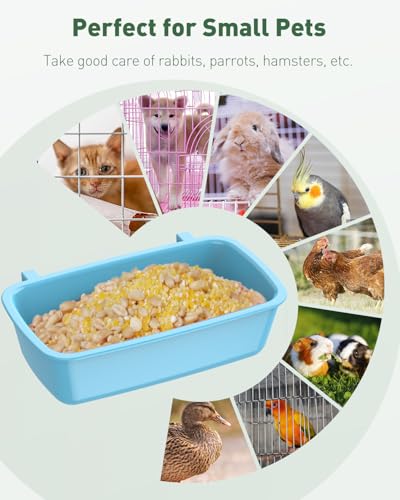 Pawfly 6 Pcs Cage Cups Hanging Plastic Bird Cage Feeders with Hooks 296 ml Rabbit Feeders for Cages Rabbit Food Bowls Waterers Bunny Cage Feeding Dishes Coop Cups for Pets Parrots Hamsters Guinea Pigs - Image 3