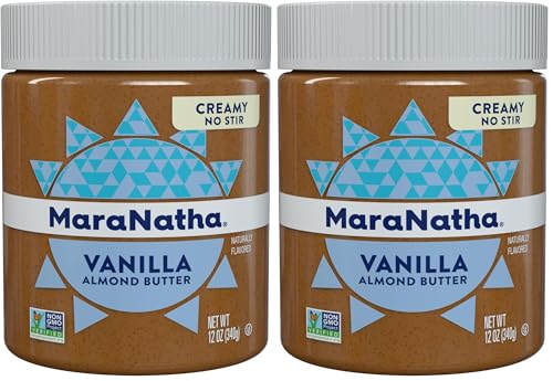 MaraNatha No Stir Creamy Roasted Vanilla Almond Butter, 12 oz Jar (Pack of 2)