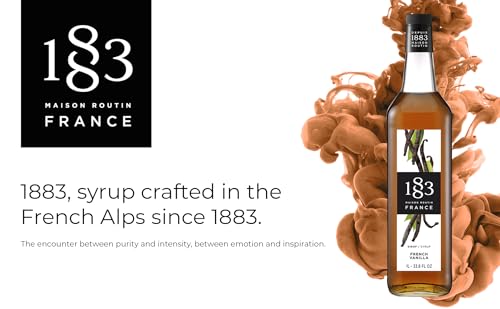 Image of 1883 French Vanilla Syrup for Drinks, Made in France, 1 Liter Glass Bottle