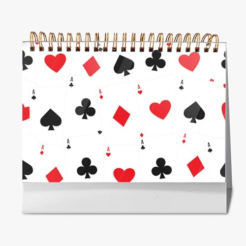 2026年 卓上カレンダー トランプ柄 月間カレンダー ページめくり 新日本カレンダー 実用性 文房具 360°書き込み 小型 デスクトップ おしゃれ 計画整理 プレゼント 2025年9月?2026年12月