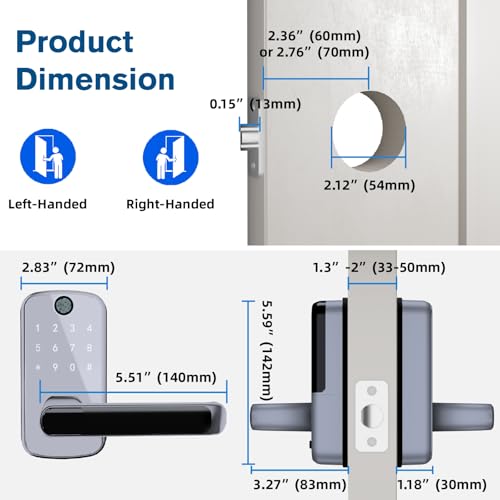 Fechadura de porta de entrada sem chave com alça: Olumat fechadura inteligente com impressão digital