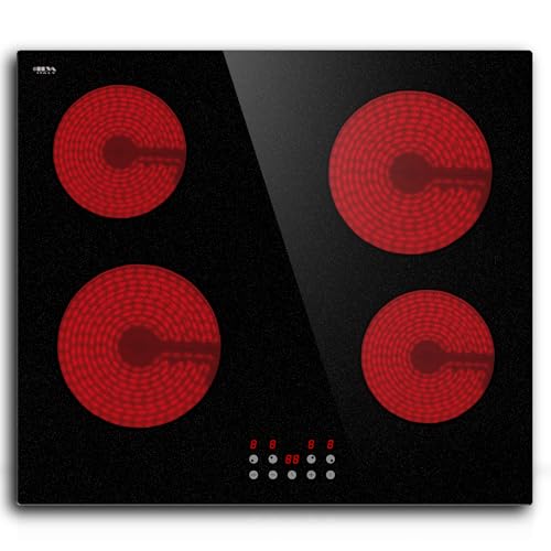 STARCHARTS Piano cottura in vetroceramica a 4 fuochi, elettrico 6000W, 59cmx52cmx5.1cm, Piano...
