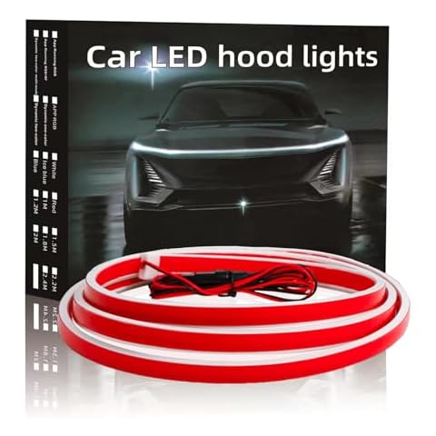 BAILONGJU Flexible Car Hood Light Strip, 79 Inches Dynamic LED Daytime Running Light for Car, Truck, SUV, White Light,Easy to Install and Waterproof Cover