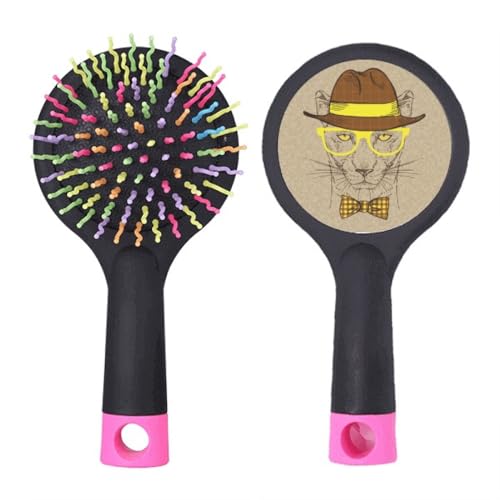 Brosse démêlante anti-nœuds avec base coussin au style léopard