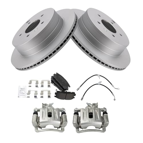 Image of TRQ Rear Brake Pad & Rotor Kit Semi-Metallic Premium G-Coated Compatible with 2012-2015 Chevrolet Captiva Sport 2008-2010 Saturn Vue