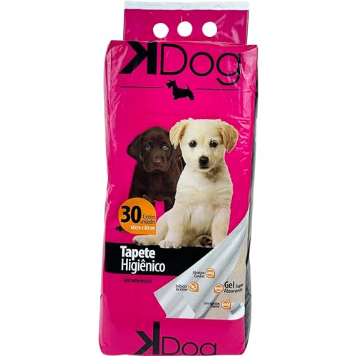 Tapete Higiênico Descartável para Cães, KDog, 30 unidades, Branco, Tamanho total 60cm X 80cm, Tamanh