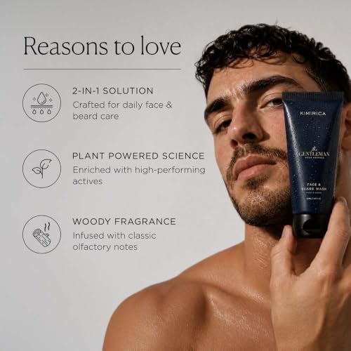 Image of Kimirica Gentlemen Men's Face Wash With The Goodness Of Vitamin E, Aloe Vera, Niacinamide & Hyaluronic Acid|Exfoliates, Brightens and Hydrates Skin | For All Skin type,50 ml