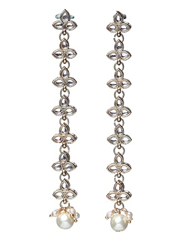 Image of Karatcart Black Beads Long Drop Earrings For womens