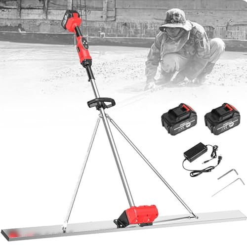 AityBuy Kit Vibrant pour Chape Électrique en Béton, Outil De Finition De Béton Alimenté par Batterie, Machine Vibrante De Finition De Ciment De Chape Électrique sans Fil, 2 Batteries 1.5m