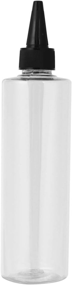 Lurrose Hair Color Bottle Applicator,8 ounce Applicator Bottle for Hair,PET Plastic Refillable Squeeze with Twist Top Cap for Dye Coloring- 10 Pack(Clear with Black Pointed Mouth)