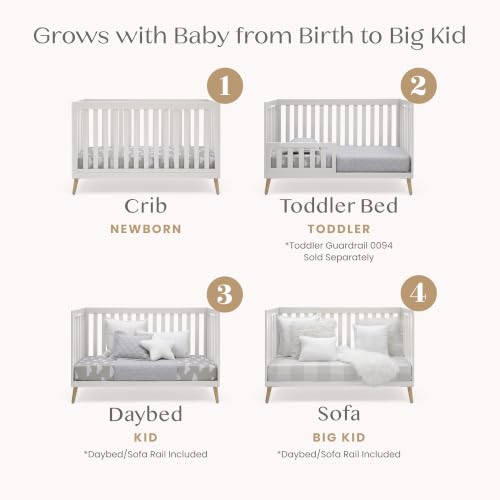 Image of Delta Children Essex 4-in-1 Baby Crib & Mattress, Bianca White /Natural