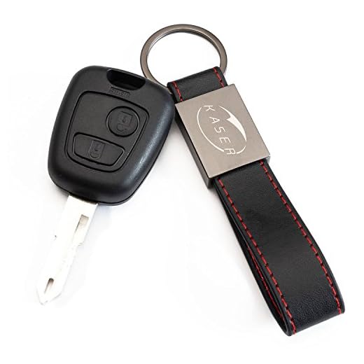 Coque Clé Télécommande Plip pour Peugeot 106 207 208 206 307 308 407 408 806 107 Cross Blade avec Porte-Clés en Cuir KASER