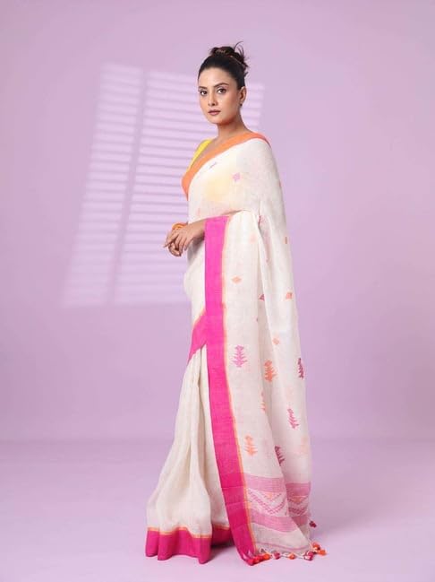 Image of SWORNOF Women's Pure Silk Saree With Blouse Piece