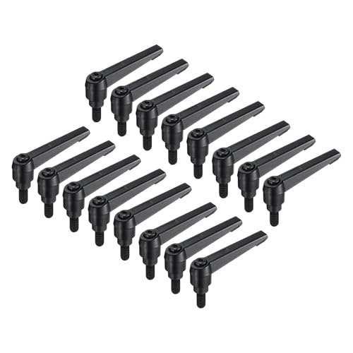 Image of uxcell 16pcs Lever Adjustable Handles M8 x 15mm Metric Male Thread, Level Clamping Handle Hand Stud Knobs Rotating Screw Handles Bolts with Locking Lever, Black