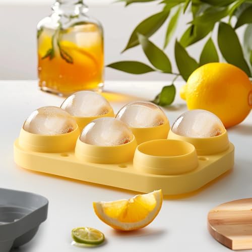 2.5inch Spherical Ice Ball Tray For Whiskey, Big Ice Freezer Mold for Cocktails，Easy Fill In & Release Ice Cube Mold, Durable &Reusable Spherical Ice Maker (Sunshine) - Thumbnail 5
